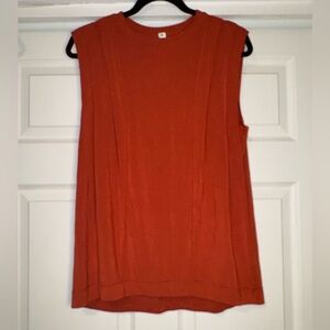 Lululemon Burnt Orange Flowy Pleated Tank Top